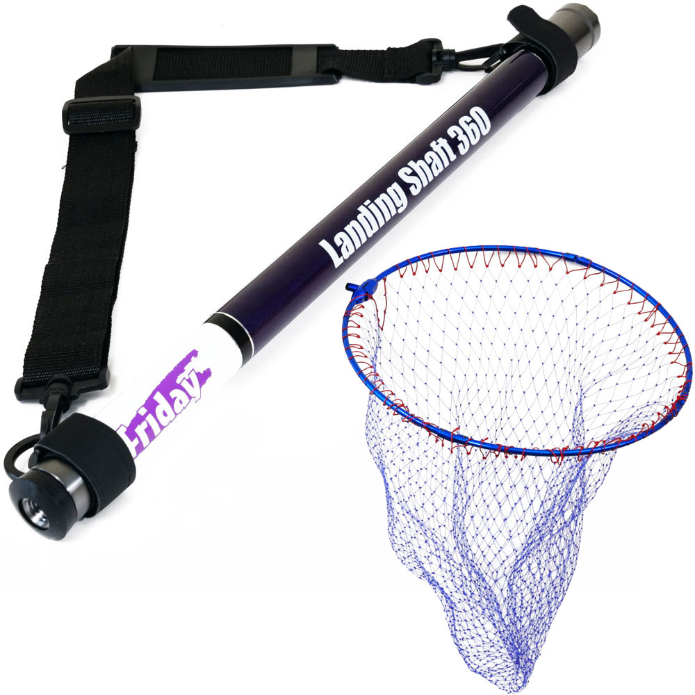 フライデー ランディングシャフト 3.6ｍ ＆ 折りたたみネット45cm ブルー ２点セット (landingset-221)｜玉網 タモ網 玉の柄 エギング シーバス チ