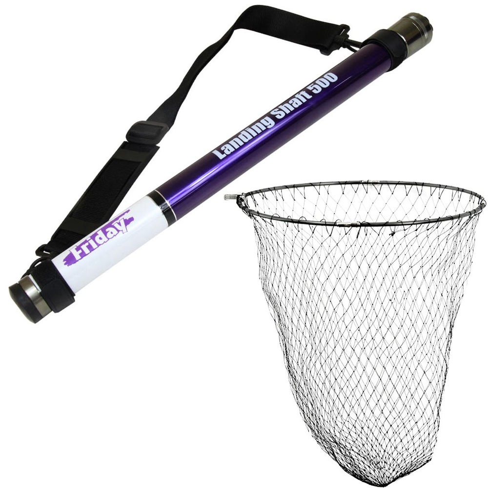おり釣具 フライデー 超小継玉の柄5m＆四つ折り磯玉網55cm 2点セット (landingset-269)｜タモ網 折りたたみ ラバー ランディングネット