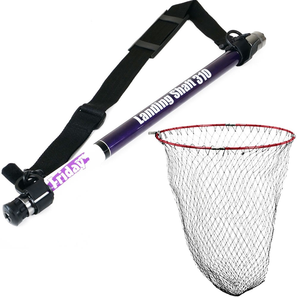 おり釣具 フライデー 超小継玉の柄3.1m＆四つ折り磯玉網45cm レッド 2点セット (landingset-262)｜タモ網 折りたたみ ラバー