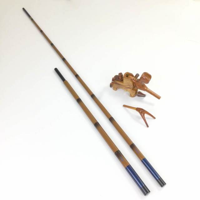 【コミ未調整商品】18'芳技(よしわざ) 竿掛け 1本半物 口巻＋大砲万力 カリン (小型)セット (40104-20022set)