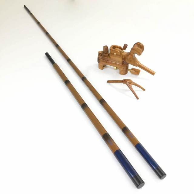 【コミ未調整商品】芳技(よしわざ) 竿掛け 1本半物 口巻＋大砲万力 カリン （中型）セット (40104-20023set)