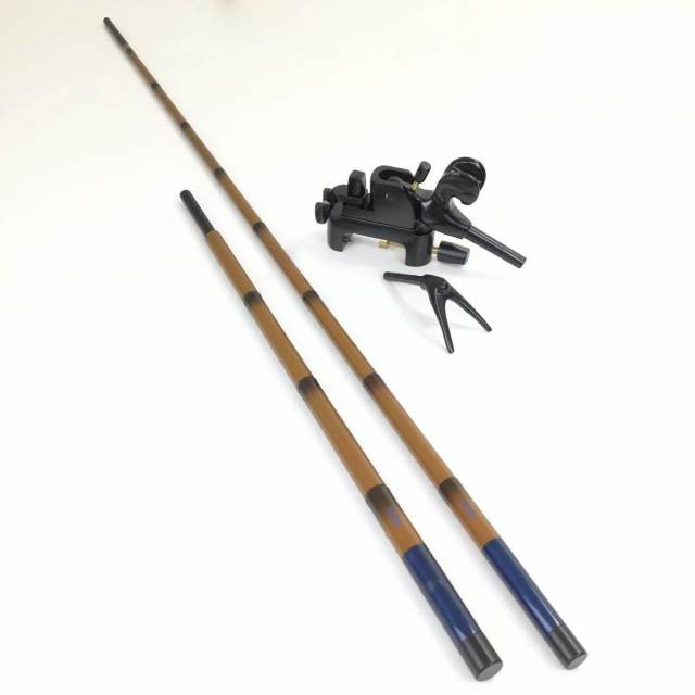 【コミ未調整商品】18'芳技(よしわざ) 竿掛け 1本半物 口巻＋大砲万力 コクタン （小型）セット (40104-20026set)