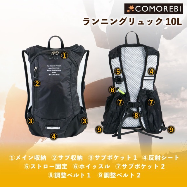 今だけP5倍】【送料無料】おり釣具 コモレビ ランニングリュック 10L