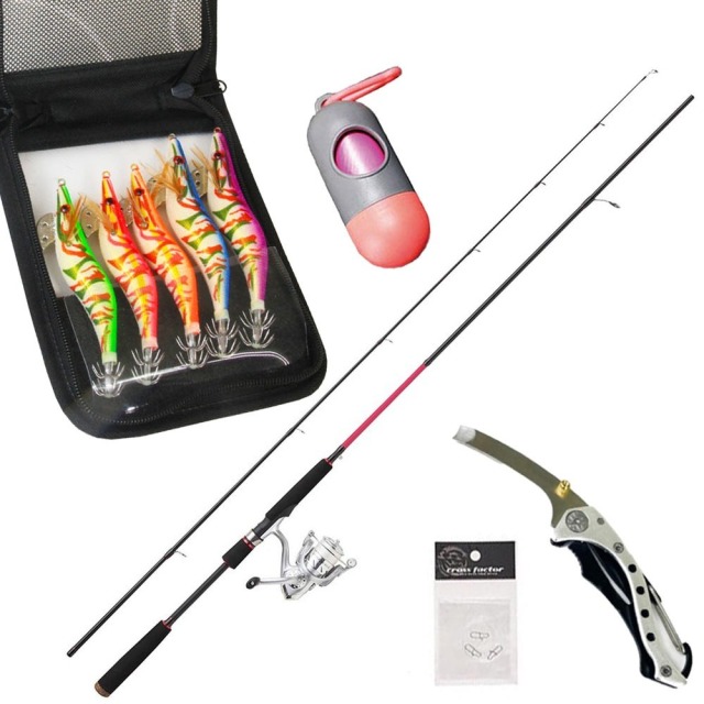エギング入門に バブルガムエギングV80 フルセット (egingset-111)｜エギング セット エギング ロッド リール セット エギングロッド セット アオリイカ 釣りセット エギング 入門