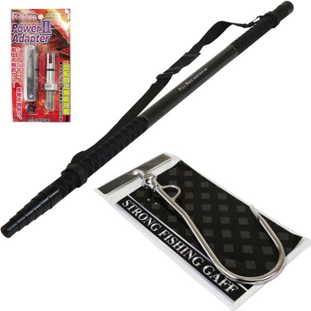 おり釣具 大型魚対応 フライングギャフ 6m 3点セット ビッグギャフ付 (gaffset-20)｜シャフト 6m 青物 ブリ ショアジギング ギャフ フライングギャフ ヒラマサ カンパチ ロックショア 沖磯 ランディングネット 玉の柄 釣り おり タモ網 パワーアダプター2 NPK