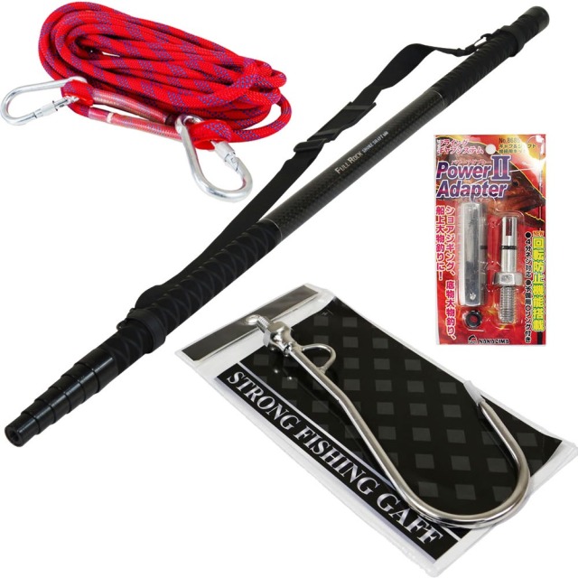 おり釣具 大型魚対応 フライングギャフ 6m フルセット ビッグギャフ＆ギャフロープ付 (gaffset-21)｜シャフト 6m キハダ ショアジギング ギャフ フライングギャフ ヒラマサ カンパチ ロックショア 沖磯 ランディングネット 玉の柄 釣り おり タモ網 パワーアダプター2 NPK