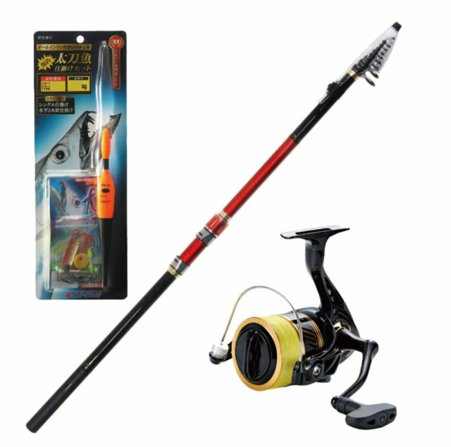 波止場のタチウオウキ釣りセット フライデー磯遠投 6-450(15-25号)＆ウェスカー4500  PE2.0/200m付＋太刀魚仕掛けセット タイプF5 (hatotachiset-014)｜おり釣具 釣り 釣り竿 防波堤 波止 タチウオ 太刀魚 遠投竿 サビキ釣り アジ サバ