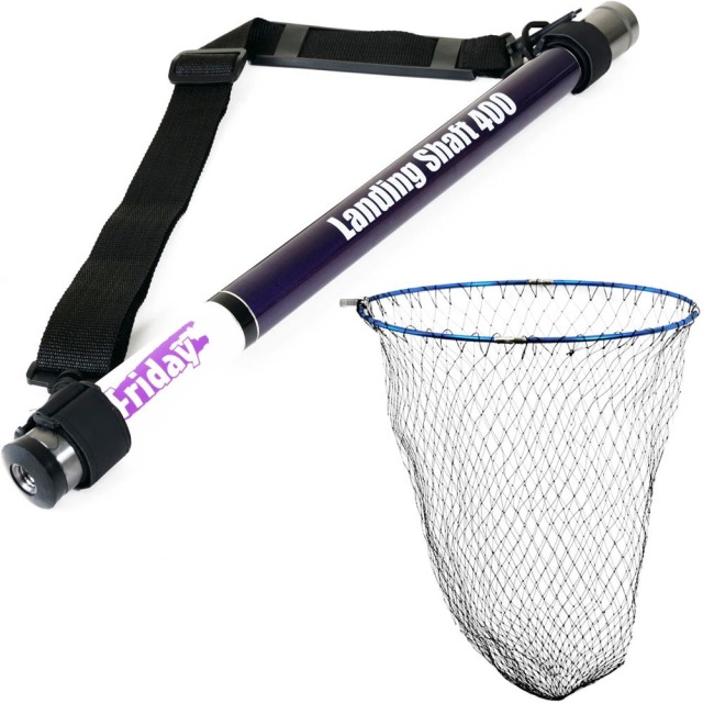 おり釣具 フライデー 超小継玉の柄4m＆四つ折り磯玉網60cm 2点セット