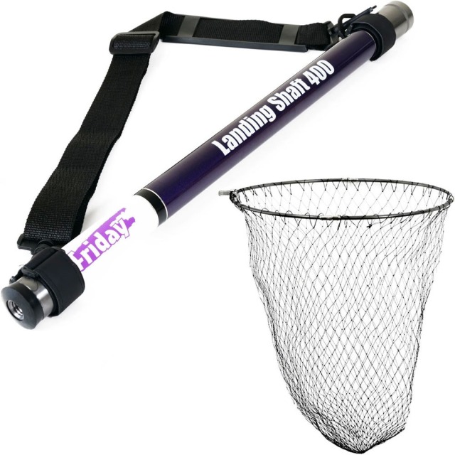 おり釣具 フライデー 超小継玉の柄 4m ＆ 折りたたみネット四つ折り磯玉網 45cm ガンメタ ２点セット (landingset-255)｜ランディングネット ラバー ランディングネット 折りたたみ タモ網 ランディングシャフト ラバーネット