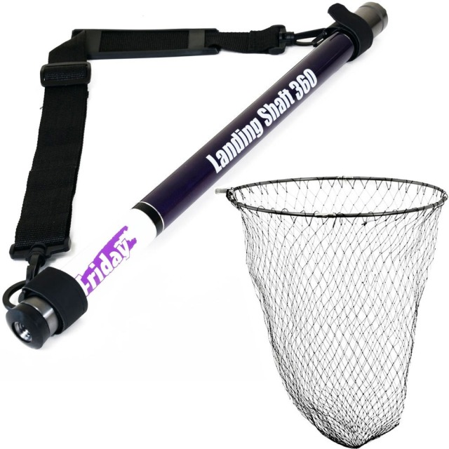 おり釣具 フライデー 超小継玉の柄 3.6m ＆ 折りたたみネット四つ折り磯玉網 45cm ガンメタ ２点セット (landingset-256)｜ランディングネット ラバー ランディングネット 折りたたみ タモ網 ランディングシャフト ラバーネット