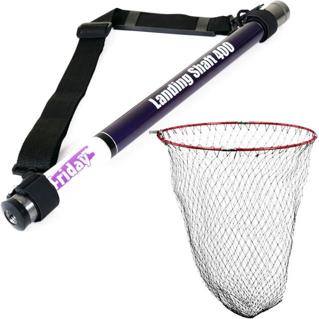 おり釣具 フライデー 超小継玉の柄 4m ＆ 折りたたみネット四つ折り磯玉網 60cm ２点セット (landingset-275)｜ランディングネット ラバー ランディングネット 折りたたみ タモ網 ランディングシャフト ラバーネット