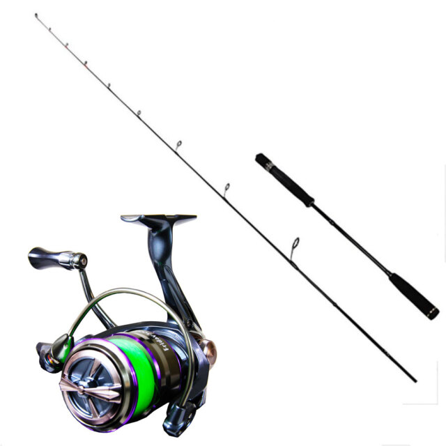ライトジギング スピニング ソリッドカーボンロッド ＆ リールセット (solisoli SP622G／M ＆ フライデー3 XE3000 0.8号300m付)(lightjiggiset-004)