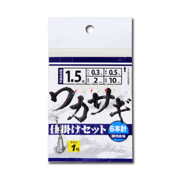 おり釣具オリジナル ワカサギ仕掛け 細地金袖針1.5号 錘付き 3枚セット 