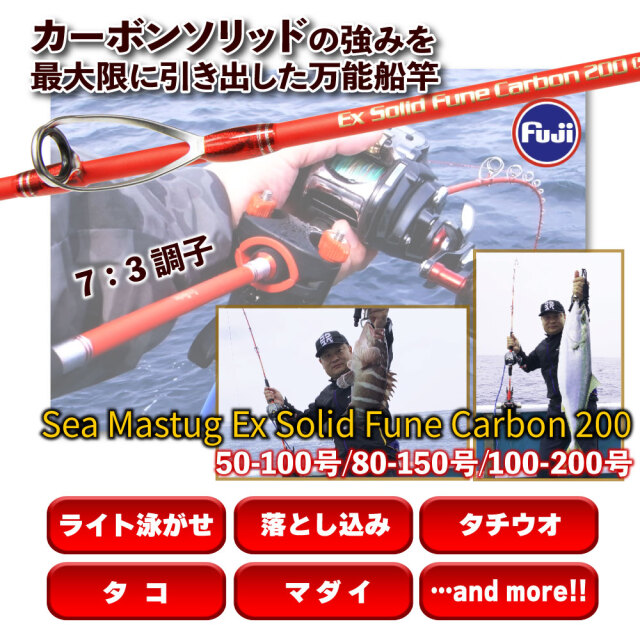 カーボンソリッド万能船竿 シーマスタッグ EXソリッド船 カーボン200