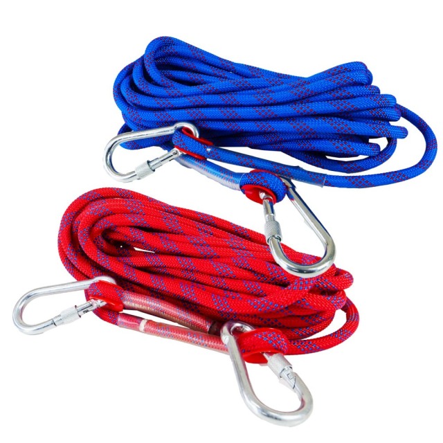 【送料無料】おり釣具 フルロック ギャフロープ 直径10mm 長さ10m カラビナ付 ブルー/レッド(ori-fr-)｜青物 ブリ ショアジギング ランディング ロープ ギャフロープ ロックショア 磯釣り 6M ギャフ ヒラマサ カンパチ 釣り