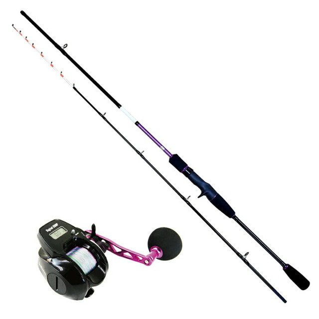 ライン付き デジタルカウンター リール ＆ フライデー 船カワハギ ロッド セット (ori-funeset135)