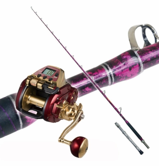 ゴクスペ深海セット GrandEvo ディープシー 240-400 スプラッシュパープル＆ダイワ 24 シーボーグ G800MJ 右ハンドル（ori-funeset939)｜おり釣具 船竿 船釣り 沖釣り 泳がせ釣り 大物釣り クエ マグロ カンパチ アブラボウズ イシナギ ウインチ釣り 総糸巻き竿