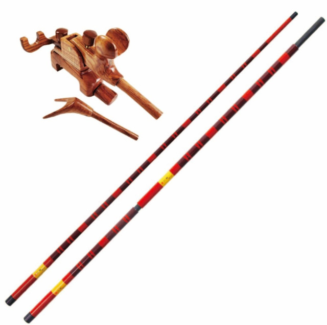 無心 燦 総塗り 竿掛け 二本物 小仕舞＆カリン大砲万力（大）セット（saokakeset51）無心 燦 竿掛 小仕舞 短竿 カリン大砲万力（大） ヘラブナ へらぶな 玉の柄 笛巻 万力 ヘラ 管理池 釣り堀