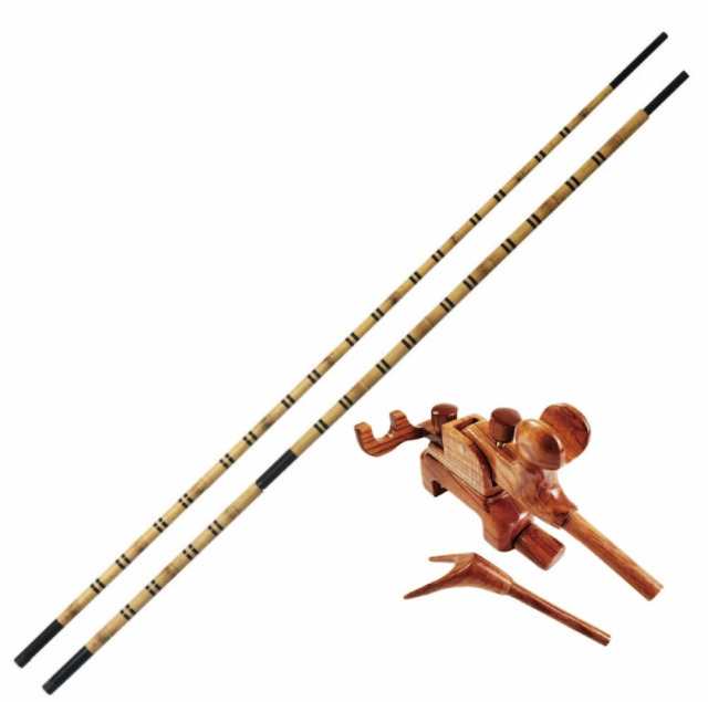 玄粋（げんすい） 2本物竿掛 笛巻&彩賀 花梨大砲万力セット