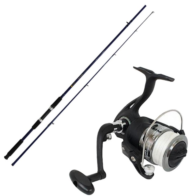 シーバスロッド＆リール セット ビッグシルバーファイター9ft ＆ BARATO PE 3000 PE1号付き (seabassset-099)