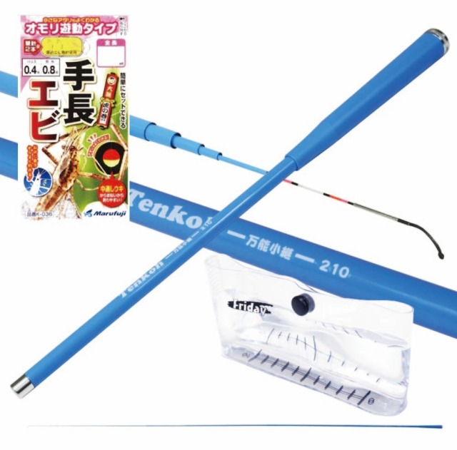 観察ケースつき！タナゴ・テナガエビ釣りセット 超小継 小物振出竿 テンコー210＆手長エビ仕掛 2.1m (tenagaebiset-008)[M便 1/10]