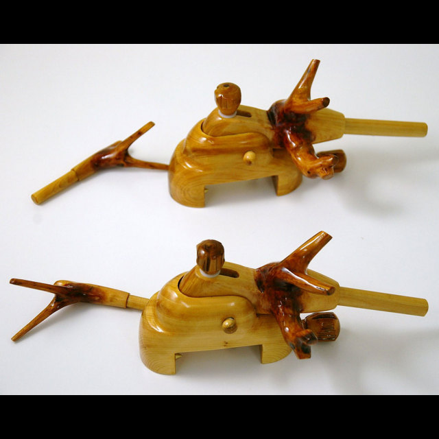 一点物 ヘラブナ 杜松天然木 大砲万力 (中) 山伏 右用 木目 (A)／ (B  