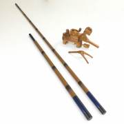 【コミ未調整商品】芳技(よしわざ) 竿掛け 1本半物 口巻＋大砲万力 カリン （中型）セット (40104-20023set)