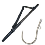 大型魚対応 フルロックシャフト4m ＆ ロープ掛け付ギャフ 2点セット (gaffset-16)｜シャフト 4m 青物 ブリ ショアジギング ランディング ギャフ フライングギャフ ヒラマサ カンパチ ロックショア 沖磯 ランディングネット 玉の柄 釣り おり タモ網