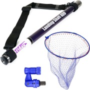 おり釣具 フライデー ランディングシャフト 4m ＆ 折りたたみネット45cm ＆ タモジョイント ブルー ３点セット (landingset-224) | シーバス チヌ グレ アオリイカ 磯玉 ランディングセット
