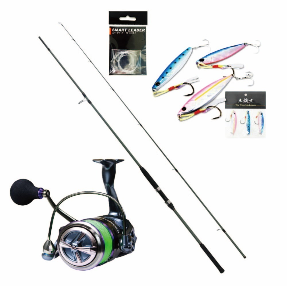 オーシャンバリュー ショアジギング充実セット オーシャンバリュー ショアジギング ＆ YOSHIKI XE5000 PE3号付 ＆ リーダー ＆ ジグ三銃士40g (oceanvalue-set019)｜ シーバス ハマチ イナダ 青物 ライトゲーム タチウオ 根魚 ハタ サゴシ