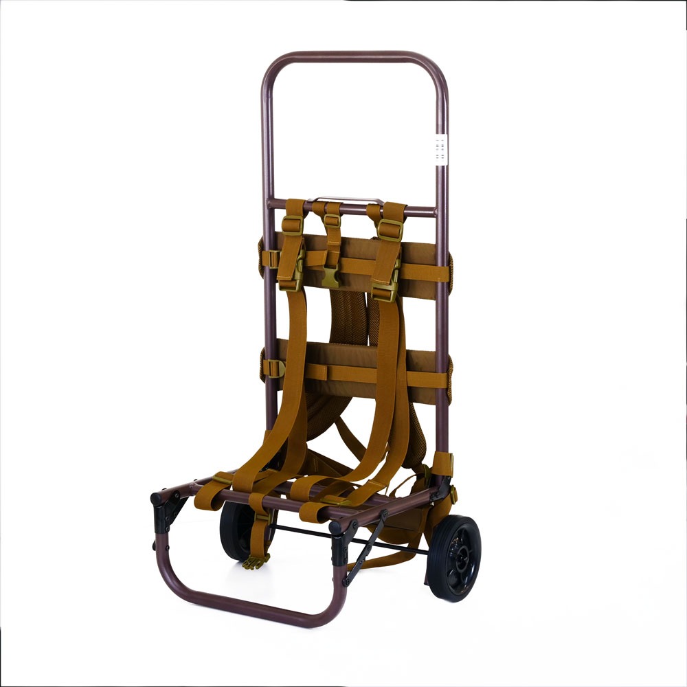 おり釣具 金次郎の背負子 2WAYアルミ背負子 煤竹(ori-785303)|キャリー 背負子 運搬 荷物 海 河 川 キャンプ バッグ 運ぶ 釣り 釣具 道具 遠里 おり キャスター 付き タイヤ