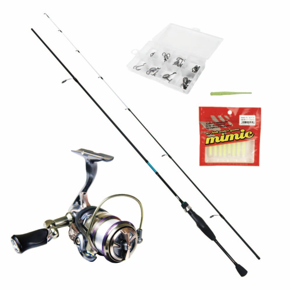 アジ・メバル ライトゲーム フルセット ライトゲーム 692ML ＆ フライデー3 1000 ナイロン1号150ｍ (ori-ajimebaruset038)｜ロックフィッシュ ロッド アジ アジング ロッド 夜釣り 防波堤 ジグ単