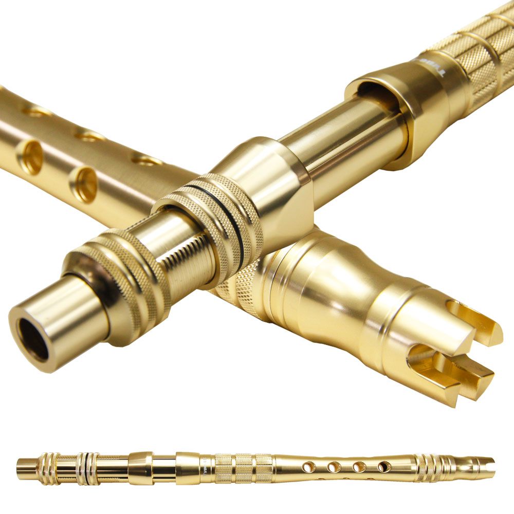 おり釣具 オリジナル ウインチ スタンディング両用アルミバット LS-glゴールド 14mm、15mm フェルール付（ori-bls）｜アルミバット フェルール ロングフェルール ロッドカスタム マダイ シマアジ