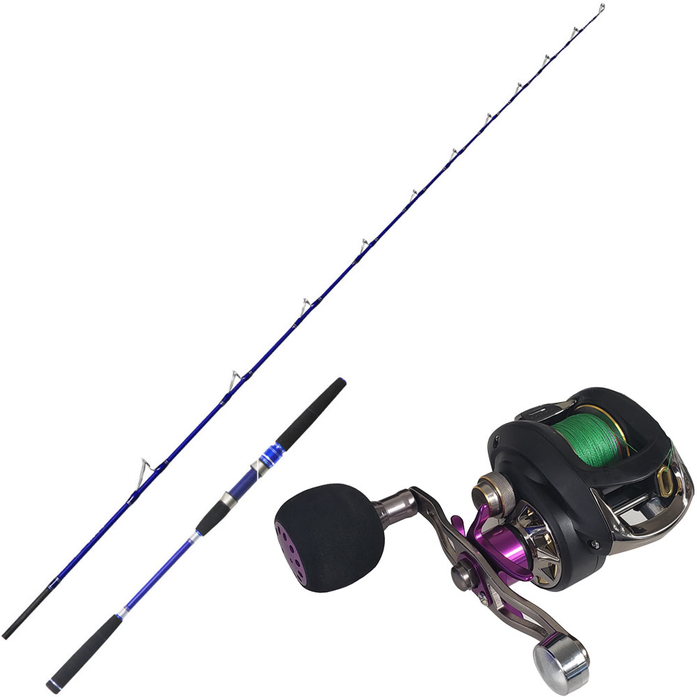 船釣りフルソリッドロッド＆リールセット シーマスタッグEXソリッド船180＆スポーツライン CCベイト BJ100H ＰＥライン2号 150m付(ori-funeset033)