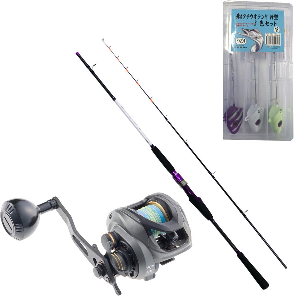 テンヤタチウオ・テンヤ付きセット フライデー船タチウオ 180M 30～60号 ＆ ドレッド PE2.0号150m ＆ タチウオテンヤ N型 40号 (ori-funeset1151)ナー 船釣り