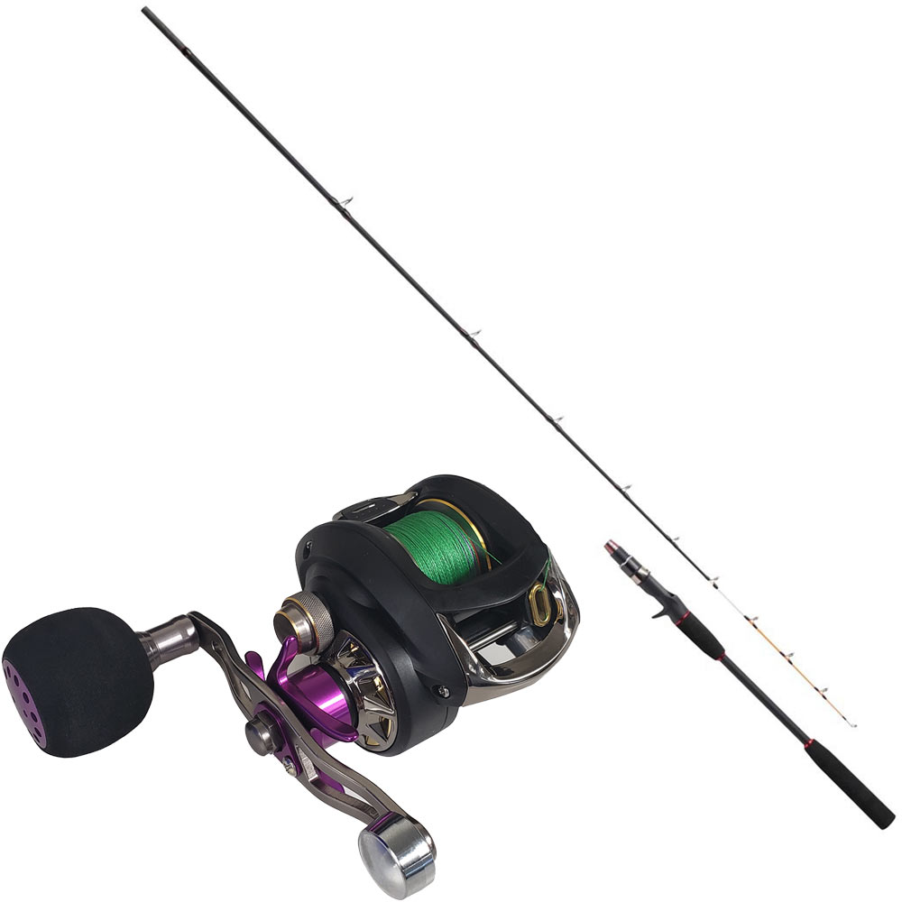 明石船タコ釣りに使える バトルクロス船タコ 180MH ＆ スポーツライン CCベイト BJ100H PE2号糸付セット (ori-funeset553)