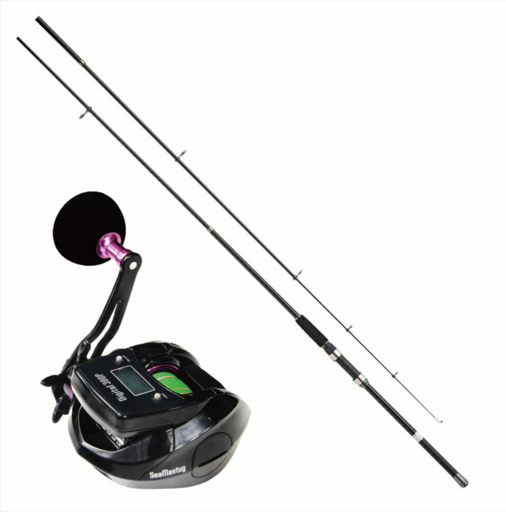 振出船竿デジタルカウンターリールセット ファビラス船30‐300＆SeaMastug Digital 300P PEライン2号200m付き(ori-funeset731)｜アジ釣りなど小物狙いに使いやすいセット