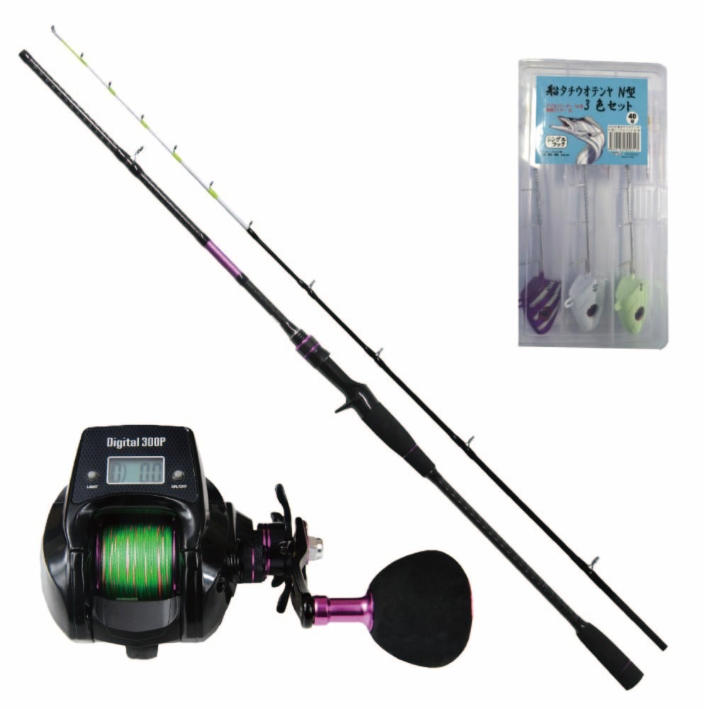テンヤ付きタチウオセット SILVERD TENYA TACHIUO 180 7:3 ＆ シーマスタッグデジタル 300P ＆ 船タチウオテンヤ N型40号3色入り (ori-funeset945)｜おり釣具 船竿 船釣り 沖釣り タチウオ テンヤ テンヤタチウオ