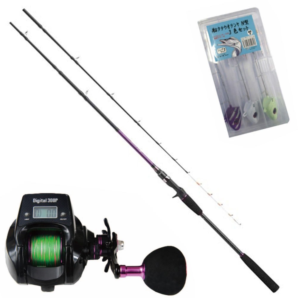 テンヤ付きタチウオセット セルフォート タチウオテンヤ 180MH ＆ シーマスタッグデジタル 300P ＆ 釣王 船タチウオテンヤ N型 40号 3色入り (ori-funeset953)｜おり釣具 船竿 船釣り 沖釣り タチウオ テンヤ テンヤタチウオ