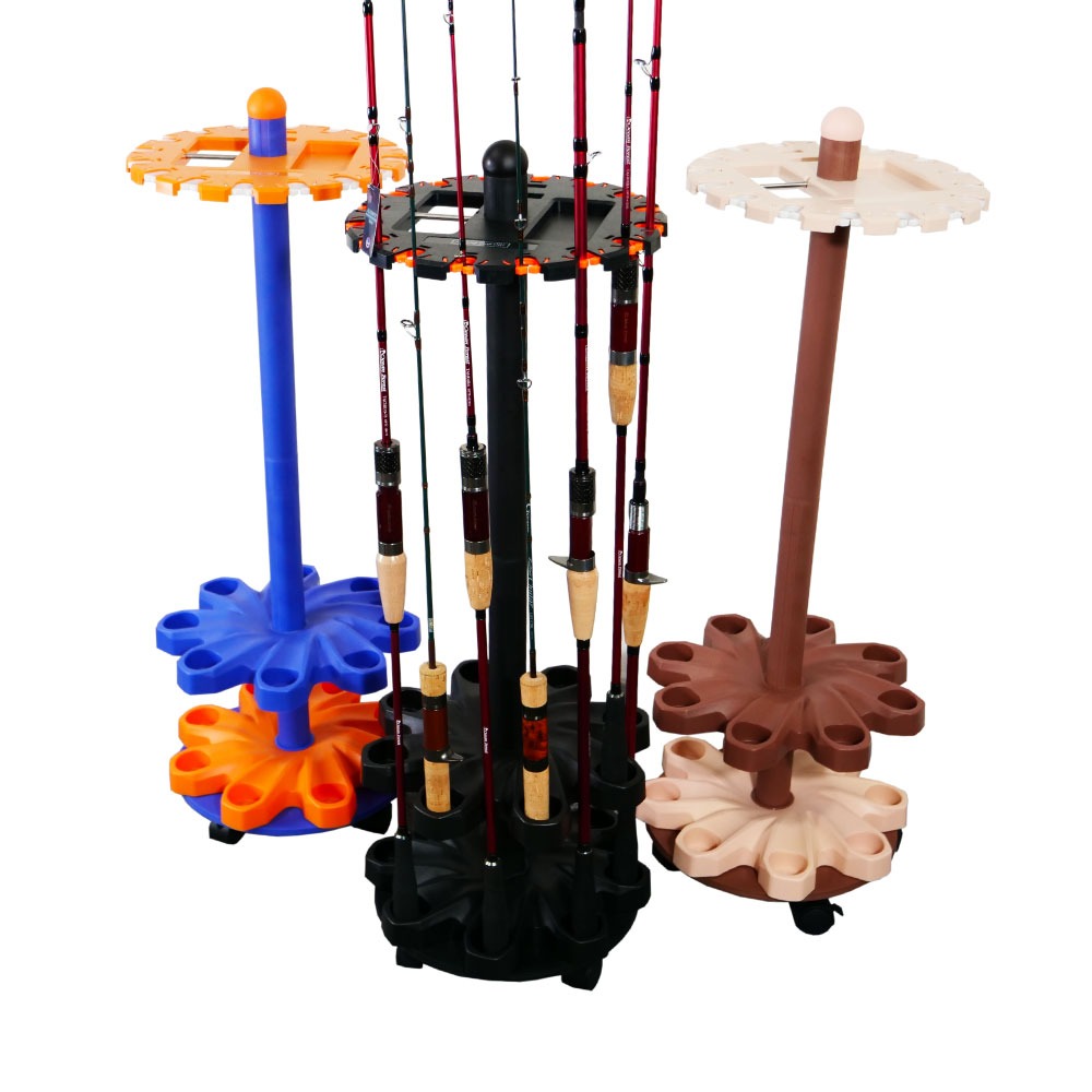 【送料無料・今だけP20%】おり釣具 回転式ラウンドロッドスタンド ベージュ/オレンジ/ブラック キャスター付き(ori-rrs)｜ロッド スタンド 回転ロッドスタンド コンパクト 持ち運び トラウト バス ショアジグ ショアジギ ショア おり釣具 ツール 釣具 釣り具 釣り