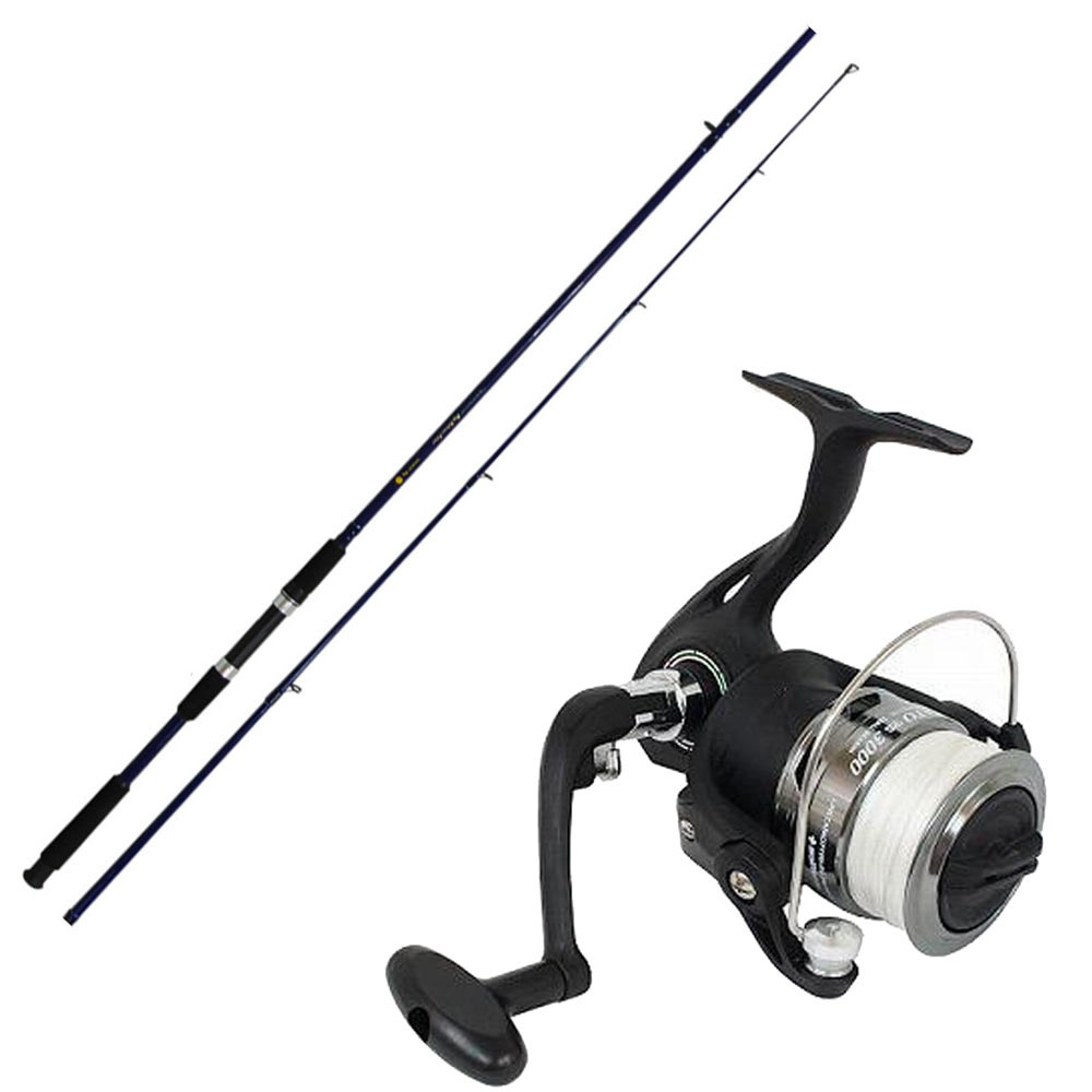 シーバスロッド＆リール セット ビッグシルバーファイター8ft ＆ BARATO PE 3000 PE1号付き (seabassset-098)
