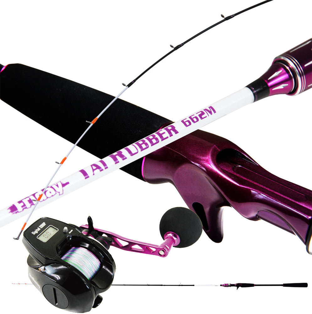 鯛ラバロッド フライデー タイラバ ＆ シーマスタッグ ライン付き デジタルカウンターリール 200P セット (tairubberset-67)｜タイラバ ロッド カウンター付き ベイトリール セットタイカブラ マダイ タイジグ 釣船