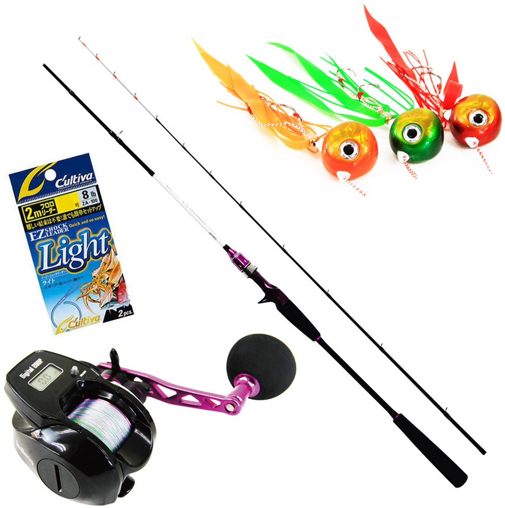 すぐに使える！ フライデー タイラバ デジタルカウンター付きリール 鯛ラバフルセット (tairubberset-68)｜タイラバ ロッド カウンター付き ベイトリール セット フルセットタイカブラ マダイ タイジグ 釣船 釣り