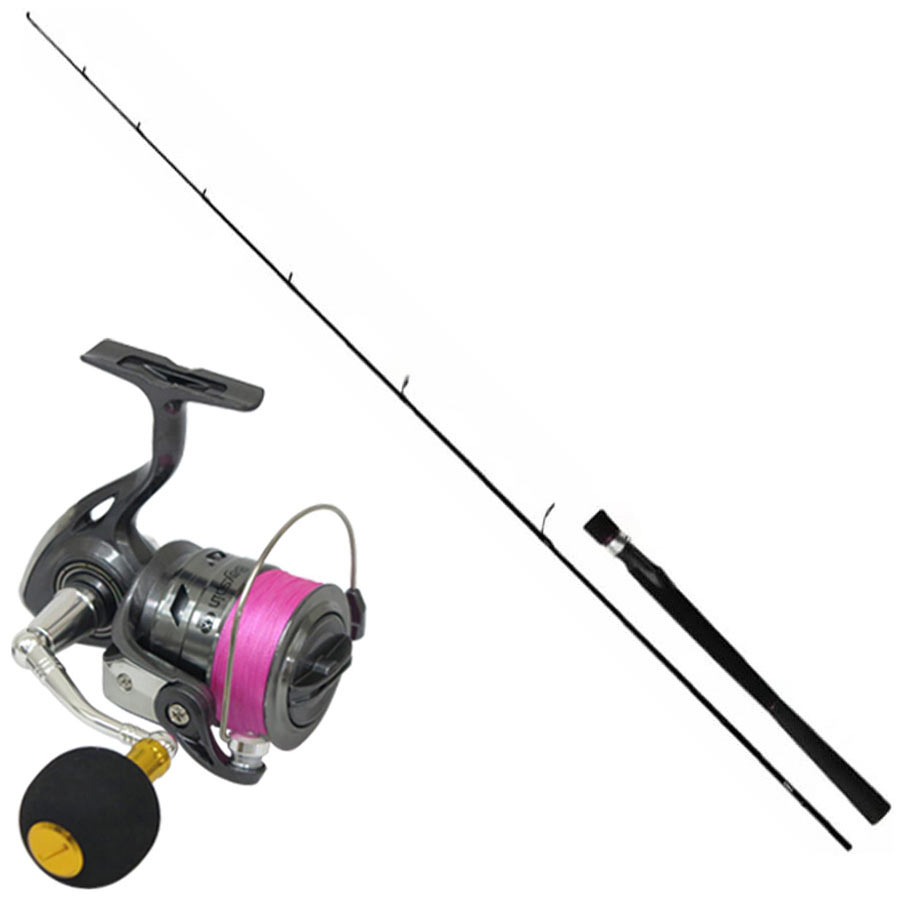 キャスティングタコに ロッド＆リール セット フライデー ソリッドハードカーボン 6ft ＆ BayspinZX5000 PE1.5号200m付 (takoset-49)｜波止タコ 堤防タコ タコ釣りセット 