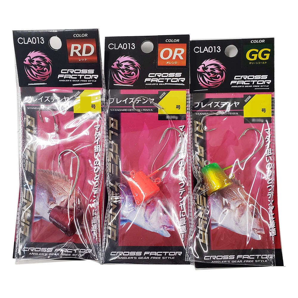 PROMARINE CLA013-25 サイコブレイズテンヤ 25号 3点セット【レッド、オレンジ、グリーンゴールド】(ten25set-10)[M便 1/6]｜タイテンヤ ヒトツテンヤ 真鯛 マダイ 鯛