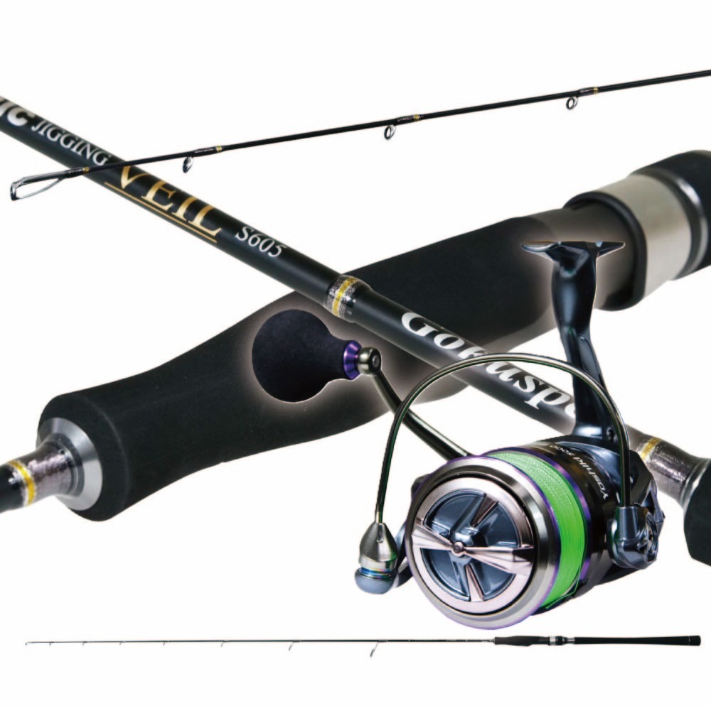 ゴクスペジギングロッドVEILセット ゴクダイナミック JIGGING VEIL S605＆YOSHIKI XE5000 3号200m付 (veiljigingset-001)｜ゴクスペ ヴェイル 青物 ブリ ハマチ カンパチ サワラ ヒラマサ おり釣具 ジギング