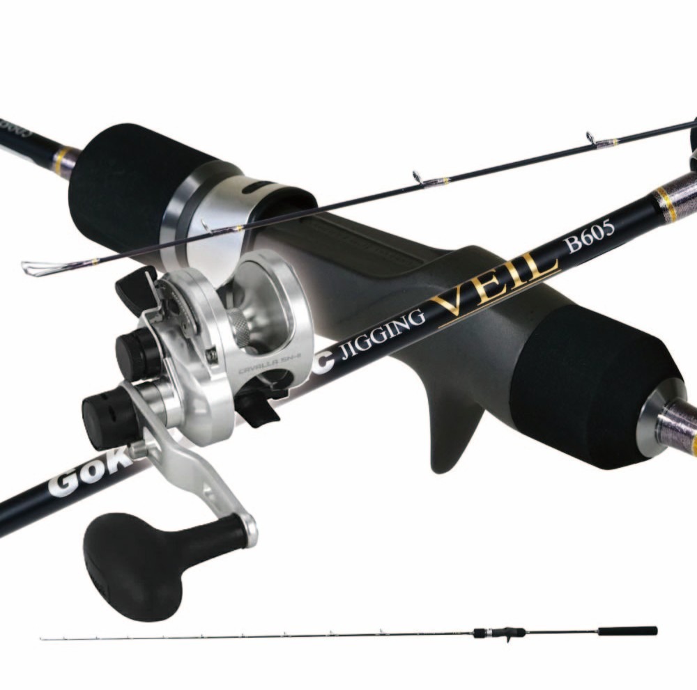 ゴクスペ ゴクダイナミック JIGGING VEIL B605＆オクマ CAVALLA(カバラ) CAV-12 2 LX(J) 左ハンドル ジギングセット (veiljigingset-005)｜ゴクスペ ヴェイル 青物 ブリ ハマチ カンパチ サワラ ヒラマサ おり釣具 ジギング オクマ ゴクスペ