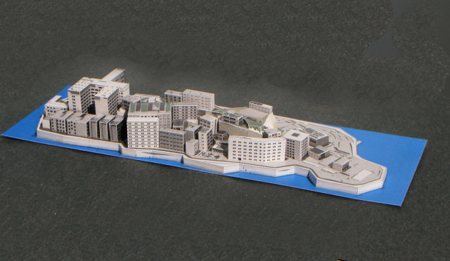 軍艦島ペーパークラフト完成図