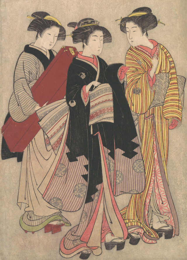 北尾重政-二人の芸者の散歩