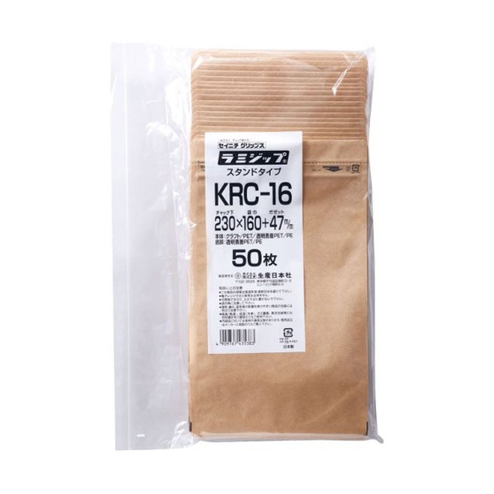 ラミジップ スタンドクラフト 窓付KRC-16（50枚入）